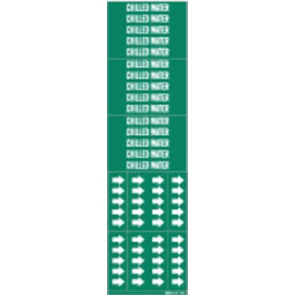 Pipe Marker, Chilled Water, Gn, to 3/4 In