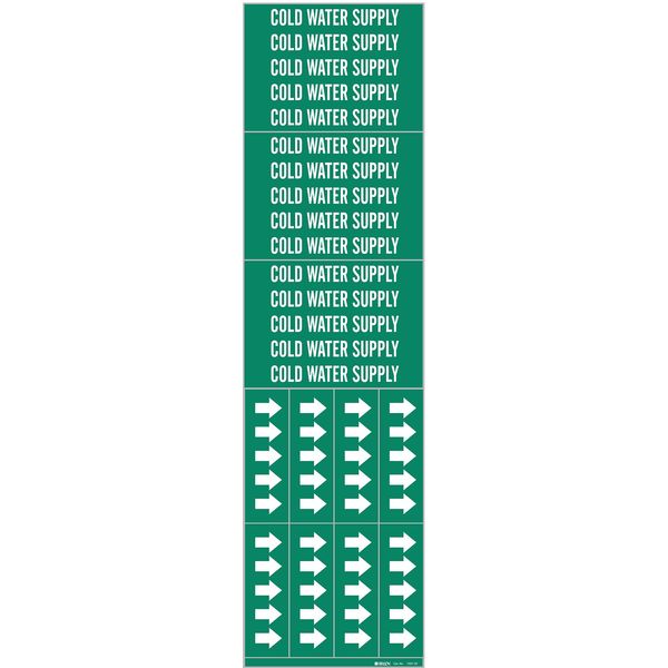 Pipe Marker, Cold Water Supplto 3/4 In