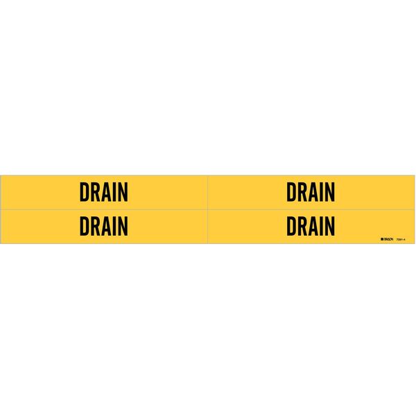 Pipe Marker, Drain, Yellow, 3/4 to 2-3/8 In