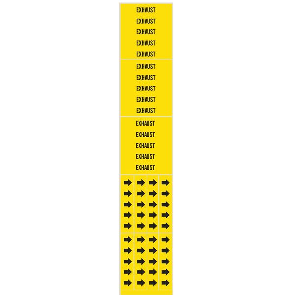 Pipe Marker, Exhaust, Yel, 3/4 In or Less