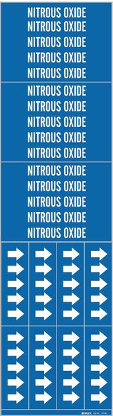 Pipe Marker, Nitrous Oxide, Bl, to 3/4 In
