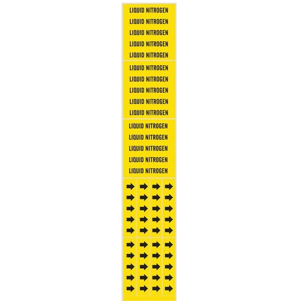 Pipe Marker, Liquid Nitrogen, Y, to 3/4 In