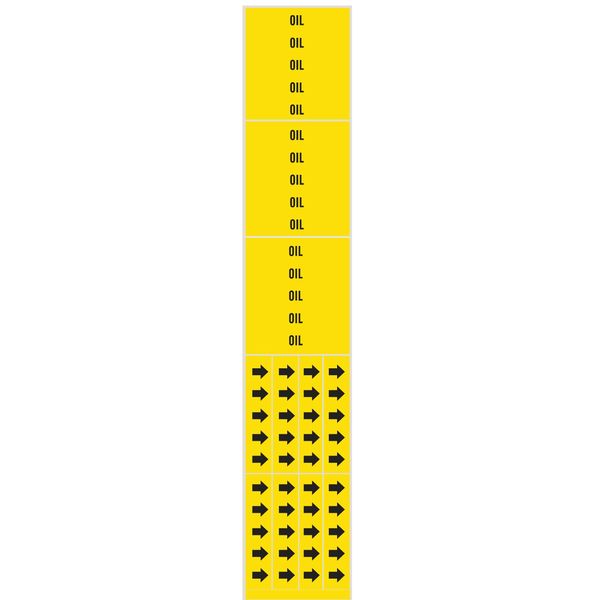 Pipe Marker, Oil, Yellow, 3/4 In or Less