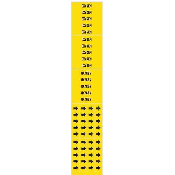 Pipe Marker, Oxygen, Yellow, 3/4 In or Less