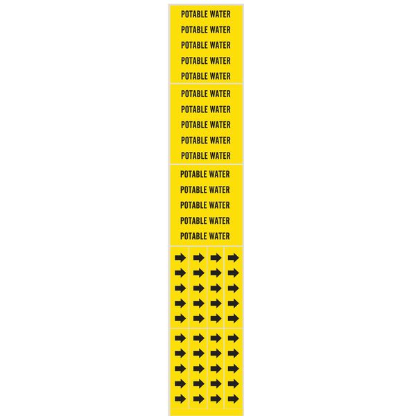 Pipe Marker, Potable Water, Y, to 3/4 In