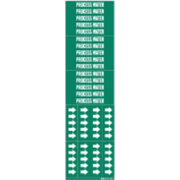 Pipe Marker, Process Water, Gn, to 3/4 In