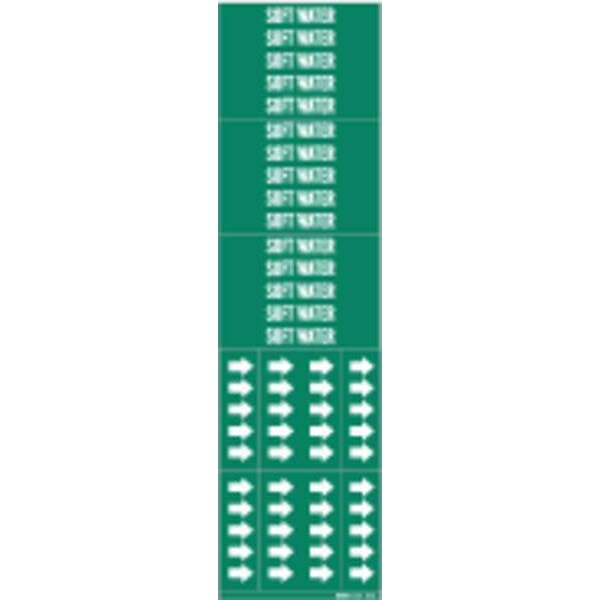 Pipe Marker, Soft Water, Gn, 3/4 In or Less
