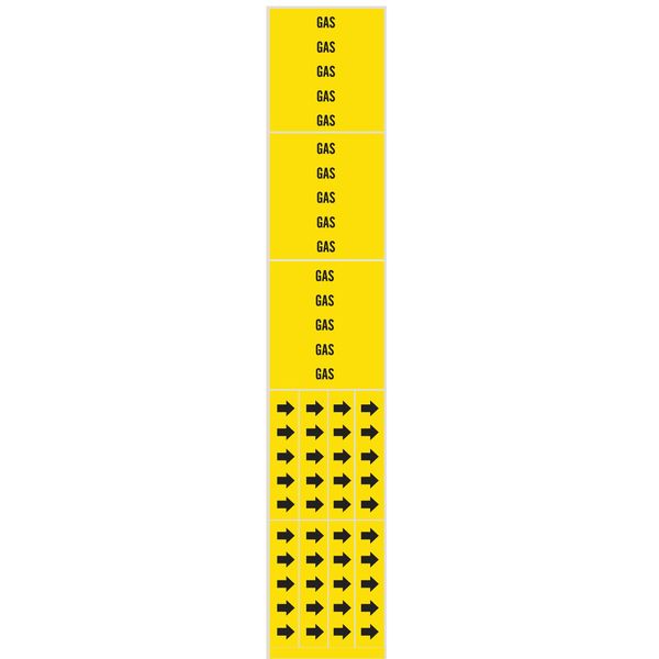 Pipe Marker, Gas, Yellow, 3/4 In or Less