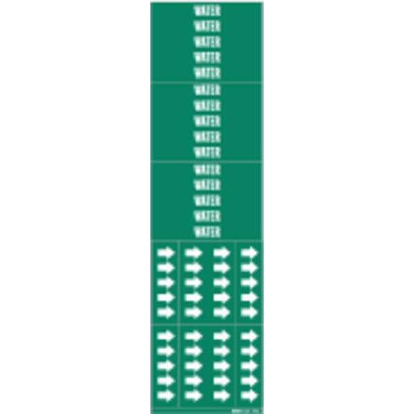 Pipe Marker, Water, Green, 3/4 In or Less
