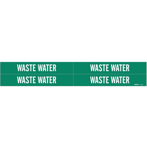 Pipe Marker, Waste Water, Gn, 3/4to2-3/8 In