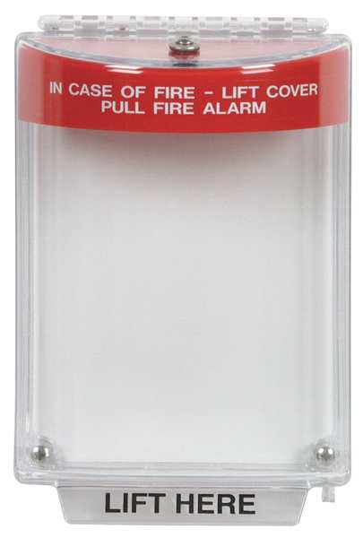 Pull Station Guard, Polycarbonate, Flush Mount, 5 1/2 in Width, 2 5/8 in Depth, Red