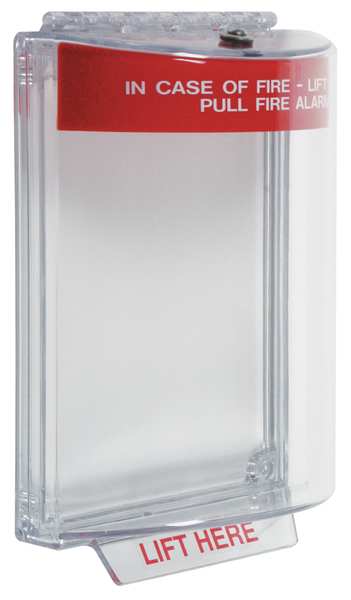 Pull Station Guard, Polycarbonate, Flush Mount, 5 1/2 in Width, 2 5/8 in Depth, Red