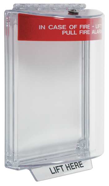 Pull Station Guard, Polycarbonate, Flush Mount, 5 1/2 in Width, 2 5/8 in Depth, Red