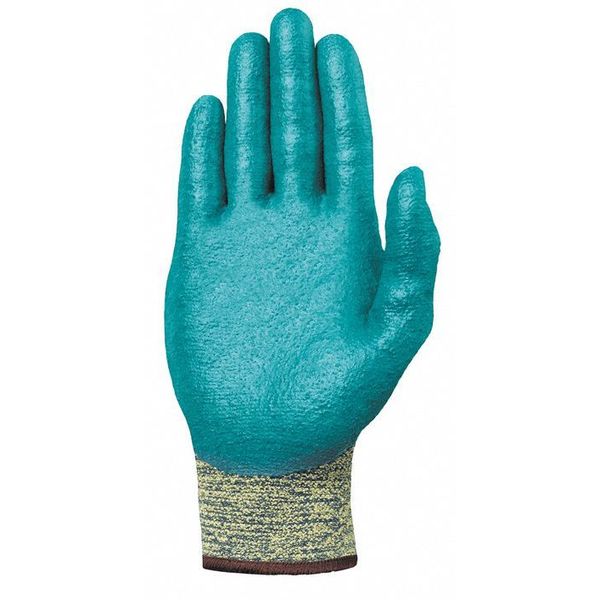 Hyflex Cut-Resistant Coated Gloves, A5 Cut Level, Foam Nitrile, Gray/Blue, Large (Size 9), 1 Pair