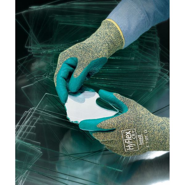 Hyflex Cut-Resistant Coated Gloves, A5 Cut Level, Foam Nitrile, Gray/Blue, Large (Size 9), 1 Pair