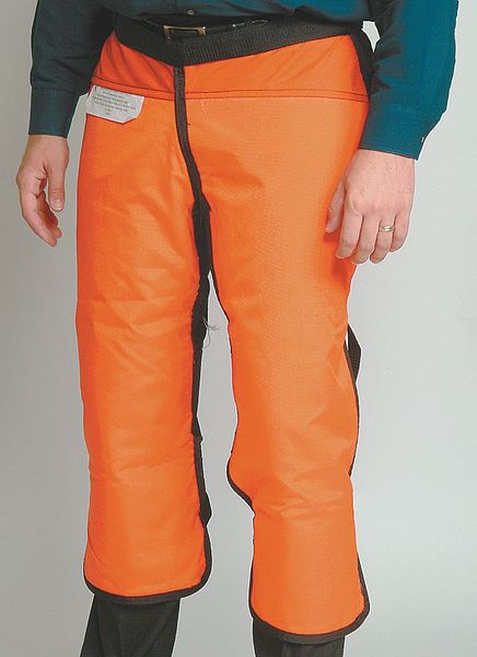 Chainsaw Chaps, Orange, Nylon, Size 2XL, 42 in Length