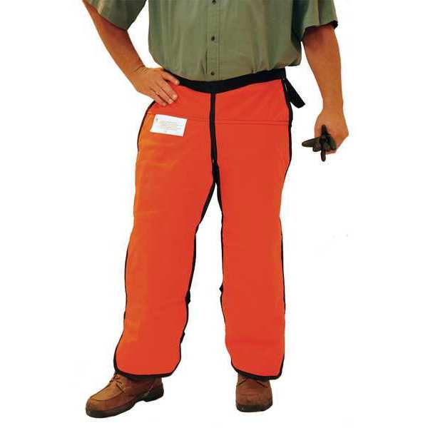 Chainsaw Chaps, Orange, Nylon, Size XL, 38 in Length