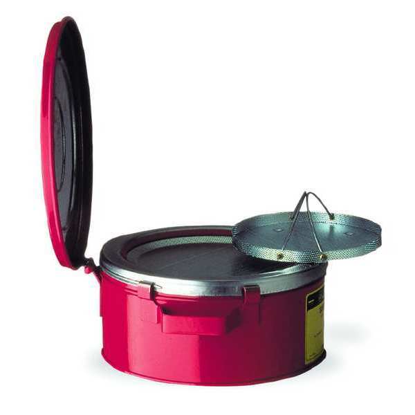 Bench Can, 1/2 Gal., Galvanized Steel, Red
