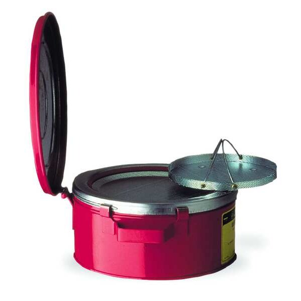 Bench Can, 1 Gal., Galvanized Steel, Red