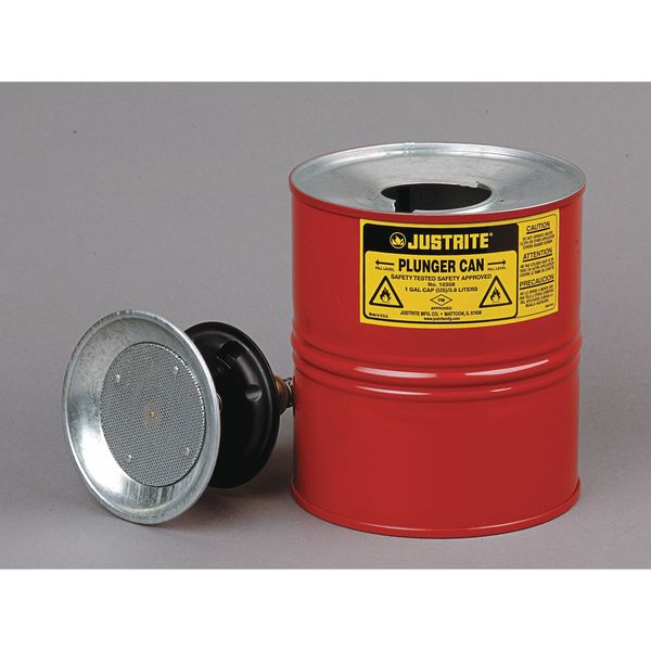 Plunger Can, 1 Gal., Galvanized Steel, Red
