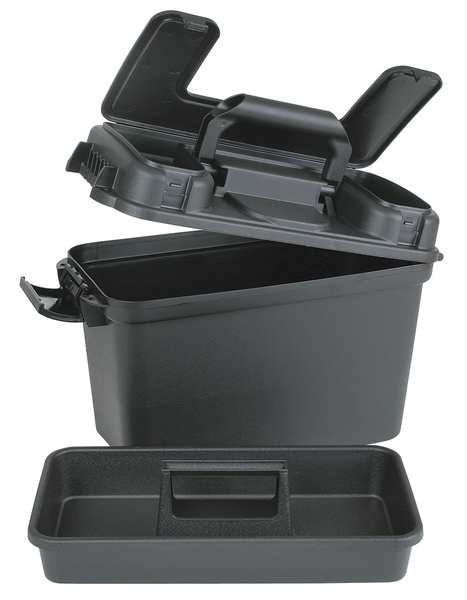 15-1/8W Plastic, Black Portable Tool Box, Matte, 10