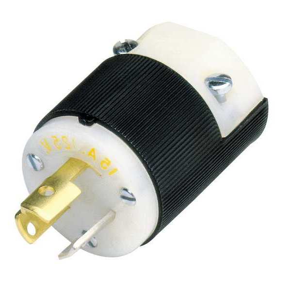 15A Twist-Lock Plug 2P 3W 125VAC L5-15P BK/WT