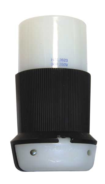 30A Twist-Lock Connector 2P 3W 250VAC L6-30R BK/WT