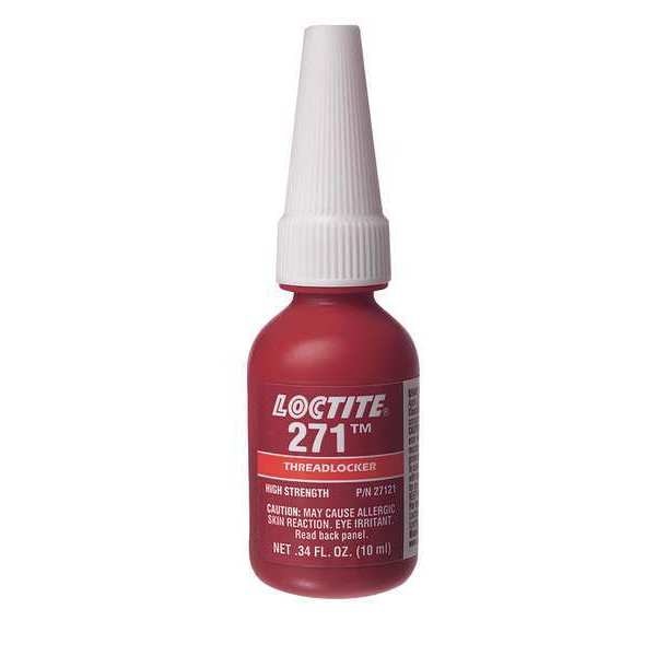 Threadlocker, LOCTITE 271, Red, High Strength, Liquid, 10 mL Bottle