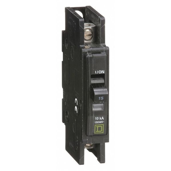 Miniature Circuit Breaker, 15 A, 120/240V AC, 1 Pole, Surface/DIN Rail Mounting Style, QOU Series