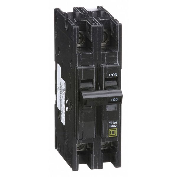 Miniature Circuit Breaker, 100 A, 120/240V AC, 2 Pole, Surface/DIN Rail Mounting Style, QOU Series