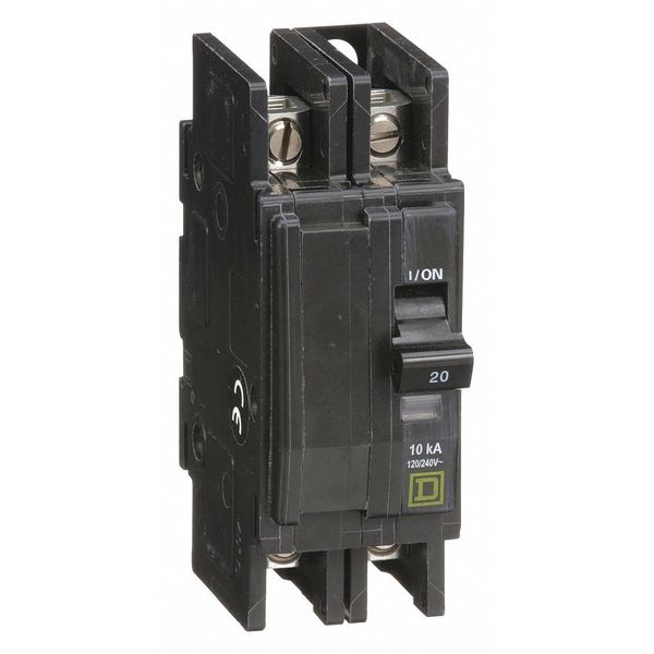 Miniature Circuit Breaker, 20 A, 120/240V AC, 2 Pole, Surface/DIN Rail Mounting Style, QOU Series