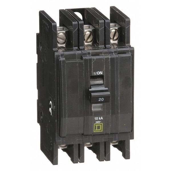 Miniature Circuit Breaker, 20 A, 120/240V AC, 3 Pole, Surface/DIN Rail Mounting Style, QOU Series