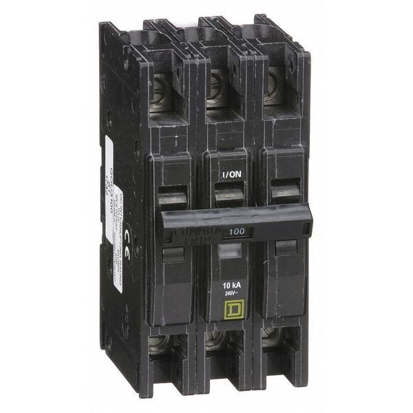 Miniature Circuit Breaker, 100 A, 120/240V AC, 3 Pole, Surface/DIN Rail Mounting Style, QOU Series