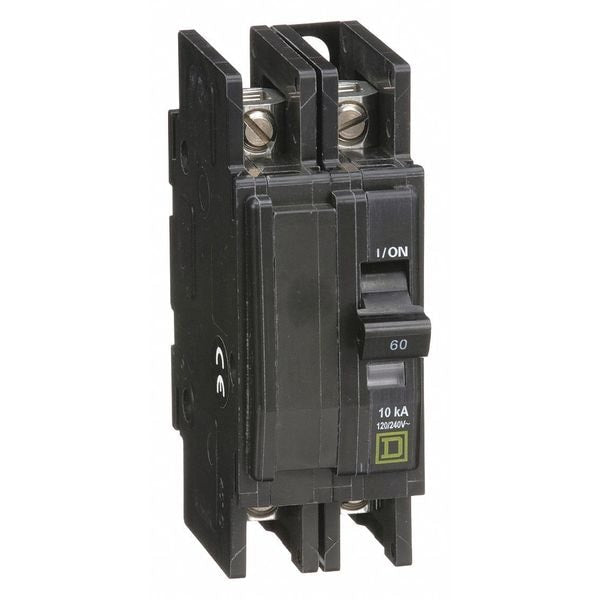 Miniature Circuit Breaker, 60 A, 120/240V AC, 2 Pole, Surface/DIN Rail Mounting Style, QOU Series