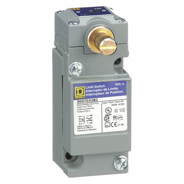 Heavy Duty Limit Switch, No Lever, Rotary, 2NC/2NO, 10A @ 600V AC, CCW/CW