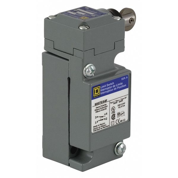 Heavy Duty Limit Switch, Plunger, Roller, 2NC/2NO, 10A @ 600V AC