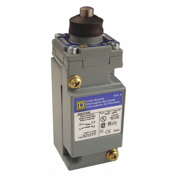 Heavy Duty Limit Switch, Plunger, 2NC/2NO, 10A @ 600V AC