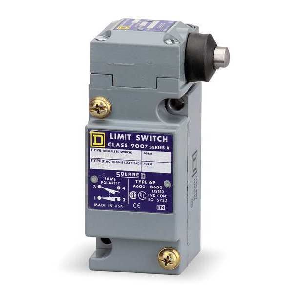 Heavy Duty Limit Switch, Plunger, 2NC/2NO, 10A @ 600V AC