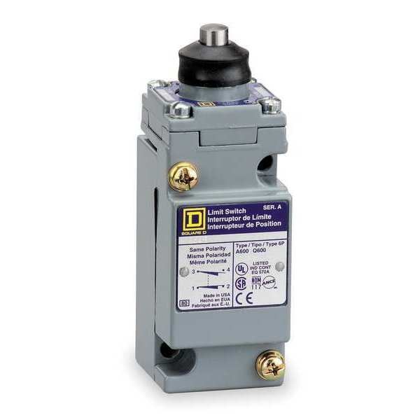 Heavy Duty Limit Switch, Adjustable Push, Rod, 1NC/1NO, 10A @ 600V AC