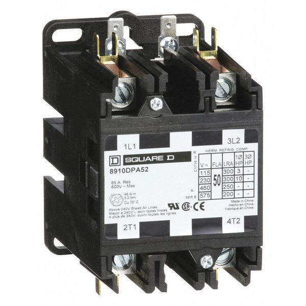 120VAC Non-Reversing Definite Purpose Contactor 2P 50A