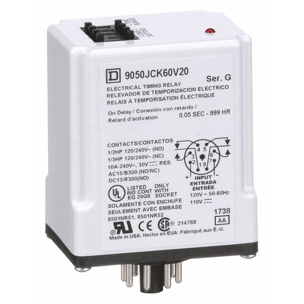 Time Dlay Rlay, 120VAC, 10A, DPDT, 0.05 sec.