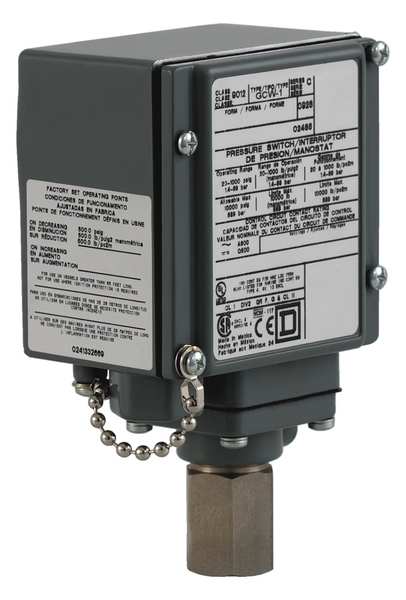Pressure Switch, (1) Port, 1/4-18 in FNPT, SPDT, 20 to 1000 psi, Standard Action