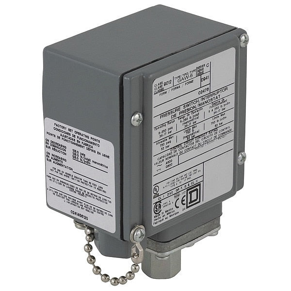 Pressure Switch, (1) Port, 1/4-18 in FNPT, SPDT, 5 to 250 psi, Standard Action