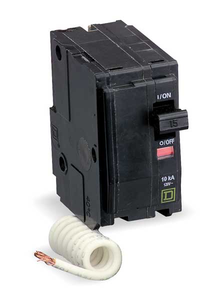 Miniature Circuit Breaker, 15 A, 120V AC, 2 Pole, Plug In Mounting Style, QO Series
