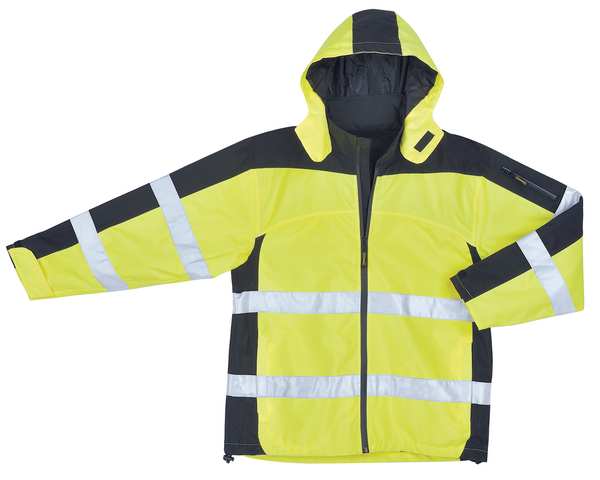 Breathable Rain Jacket w/Hood, Yellow, M