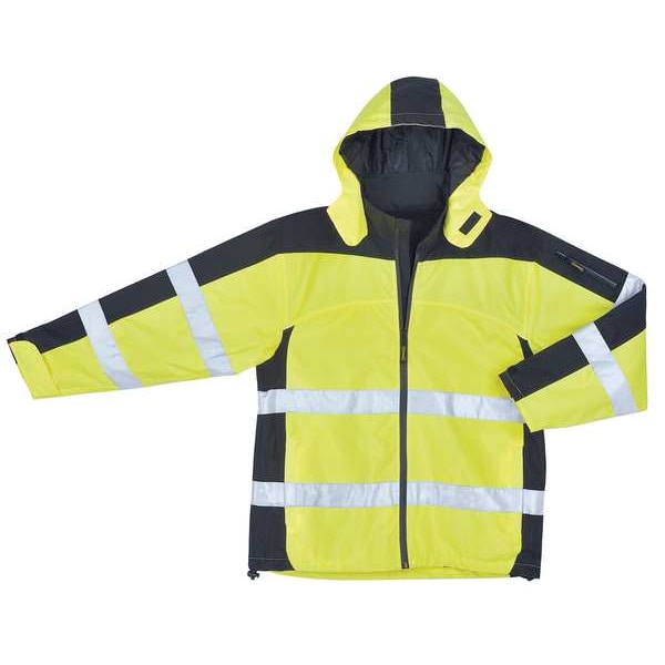 Breathable Rain Jacket w/Hood, Yellow, 5XL