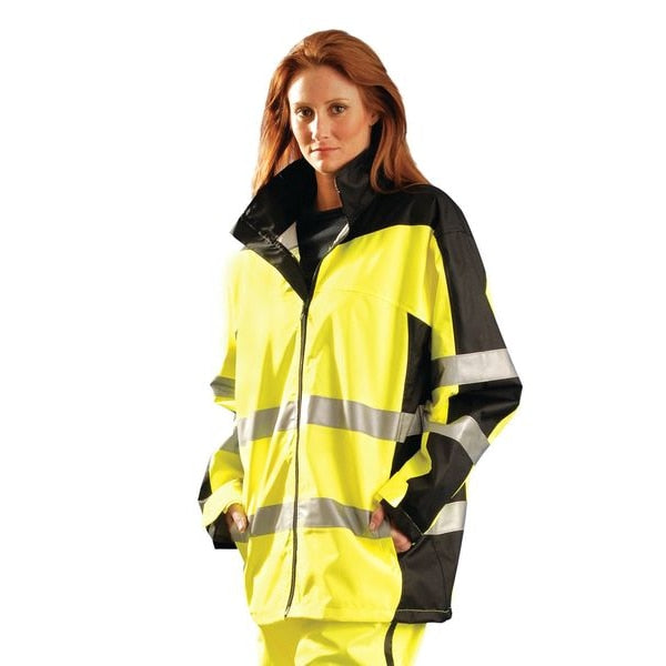 Breathable Rain Jacket w/Hood, Yellow, 5XL