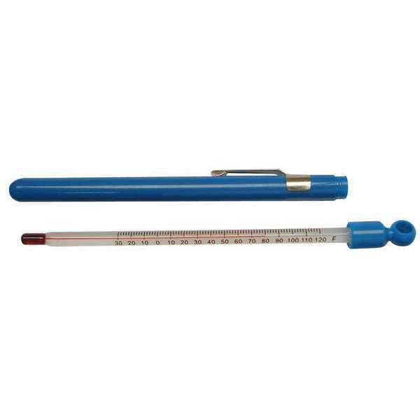 Glass Pocket Thermometer, -30 to 120F