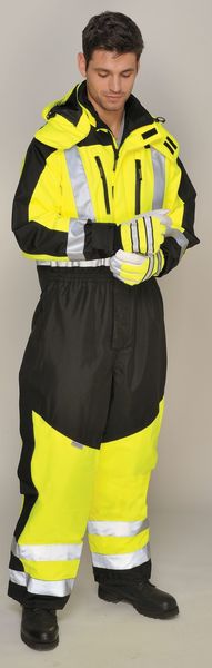 Coverall, Black/Yellow, 2XL