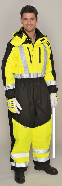 Coverall, Black/Yellow, 2XL